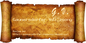 Gaunersdorfer Vázsony névjegykártya